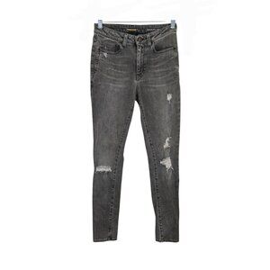 Saint Laurent Womens Gray Distressed Denim Skinny Jeans D05‎ W/SK MW Size 28